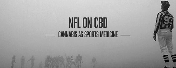 NFL on CBD Cannabis as sports medicine over gray background of Football game and official